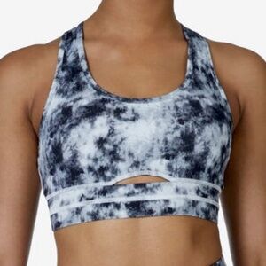 Fila Tie Dye Black White Cut-Out Sports Bra Top